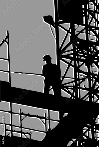 Arbeiter auf einem Baugerüst