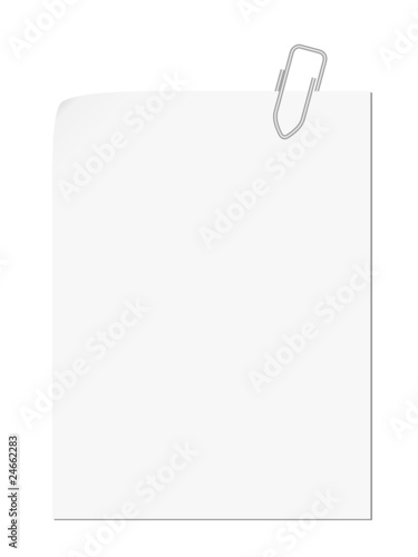 Feuille blanche avec un trombone