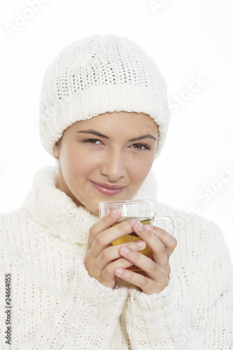 Justine,tasse de thé,hiver,pull photo