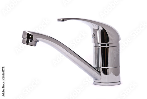 Modern mixer tap isolated on a white background