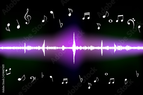 Sound wave with music notes