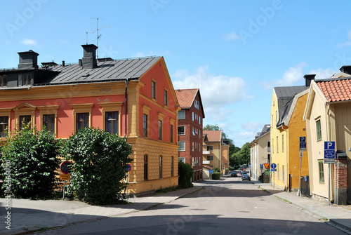 Beautifu sunny street in Uppsala photo