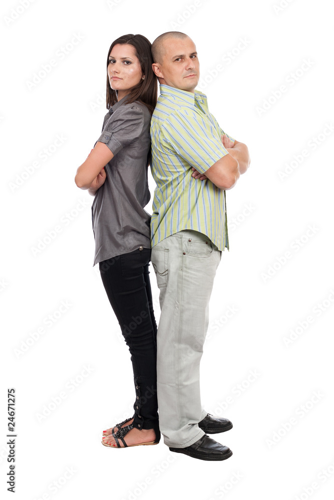 Couple standing back to back Couple standing back to back