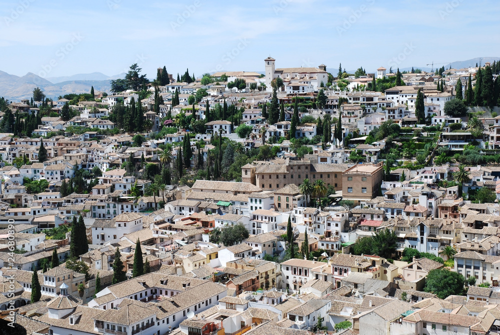Stunning city view of Granada, from Alhambra palace