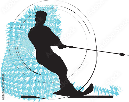 Water skiing man illustration