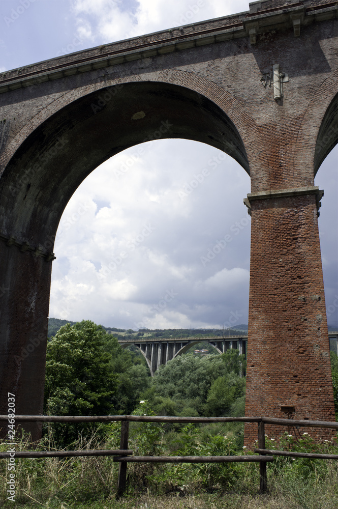 An old bridge built during fascism on the Mingardo gorge,Italy