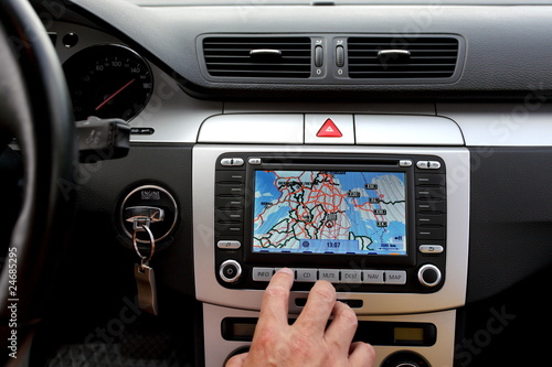 Exclusive car, windscreen, dashboard with gps panel