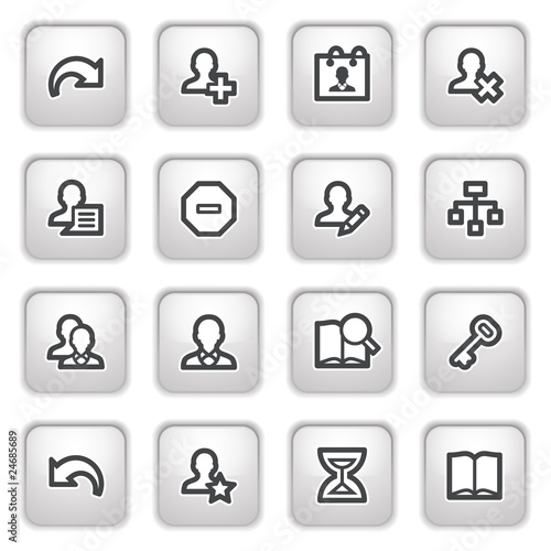 Users web icons on gray buttons.