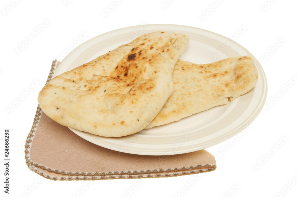 Naan bread on a plate Naan bread on a plate