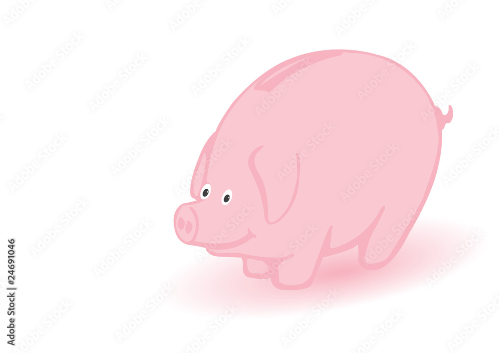 Fototapeta premium Vector illustration a coin box a pink pig