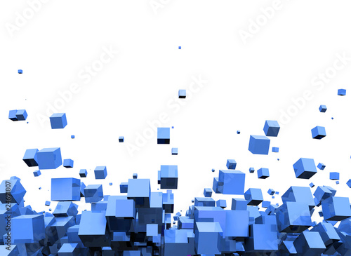 3D - Hintergrund - Fliegende W  rfel Blau