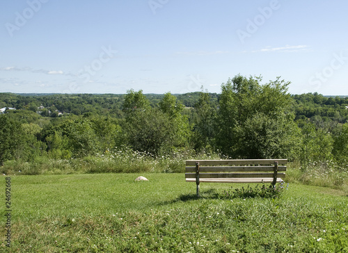 empty bench on a hill