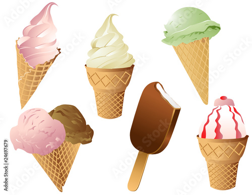 Ice cream. Collection of vector  illustration