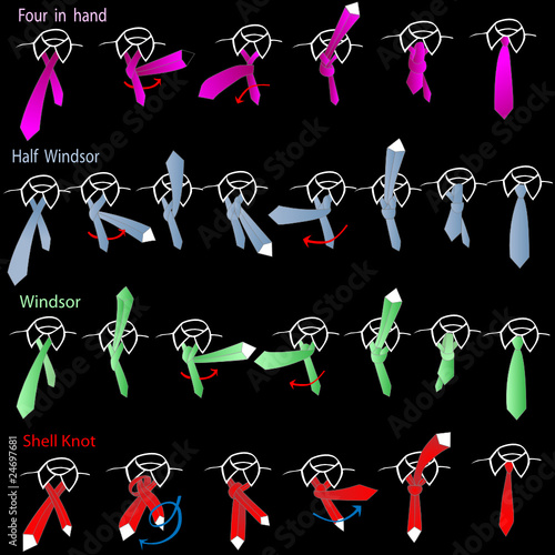 Vector tie and knot instructions