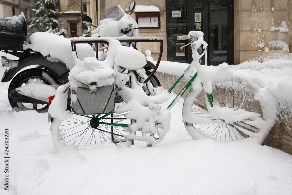Fototapeta premium vélo neige