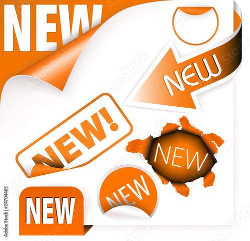 Set of orange elements for new items