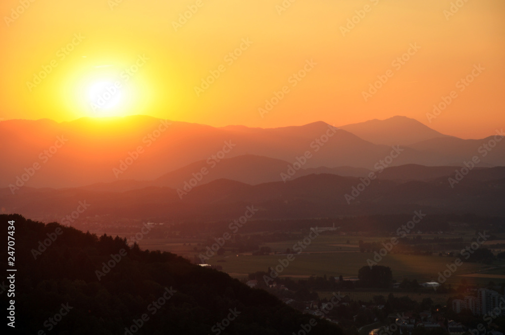 Sunset seen from Celje Castle
