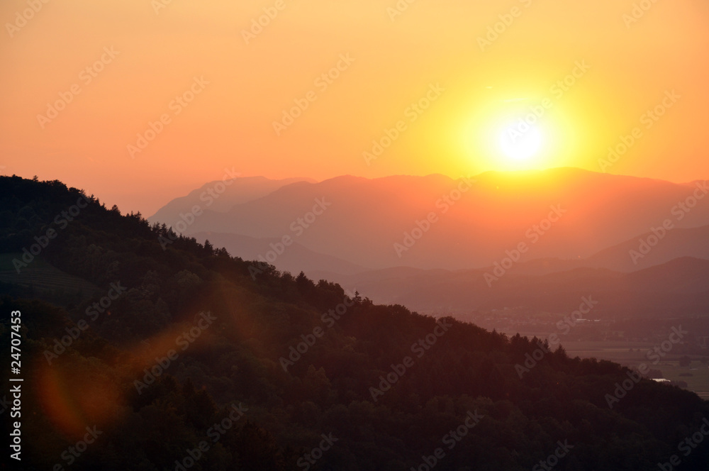 Sunset seen from Celje Castle