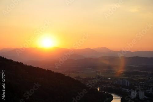 Sunset seen from Celje Castle