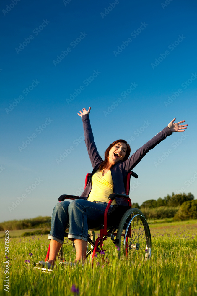 Handicapped woman on wheelchair