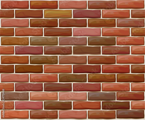 Vector seamless brick wall made of red bricks.