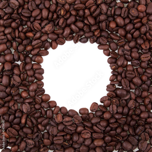 round frame made from coffee beans