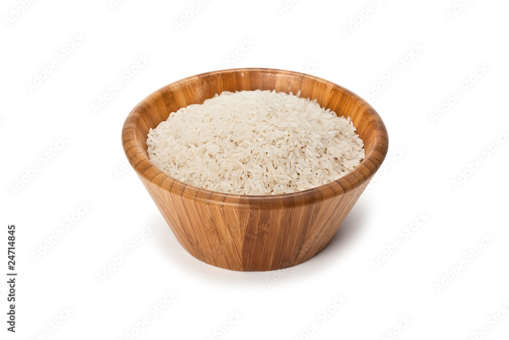 White rice on wooden bowl White rice on wooden bowl