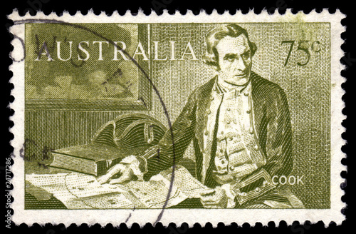 Old Australia postage stamp of Captain Cook