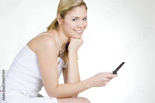 portrait of woman with mobile phone