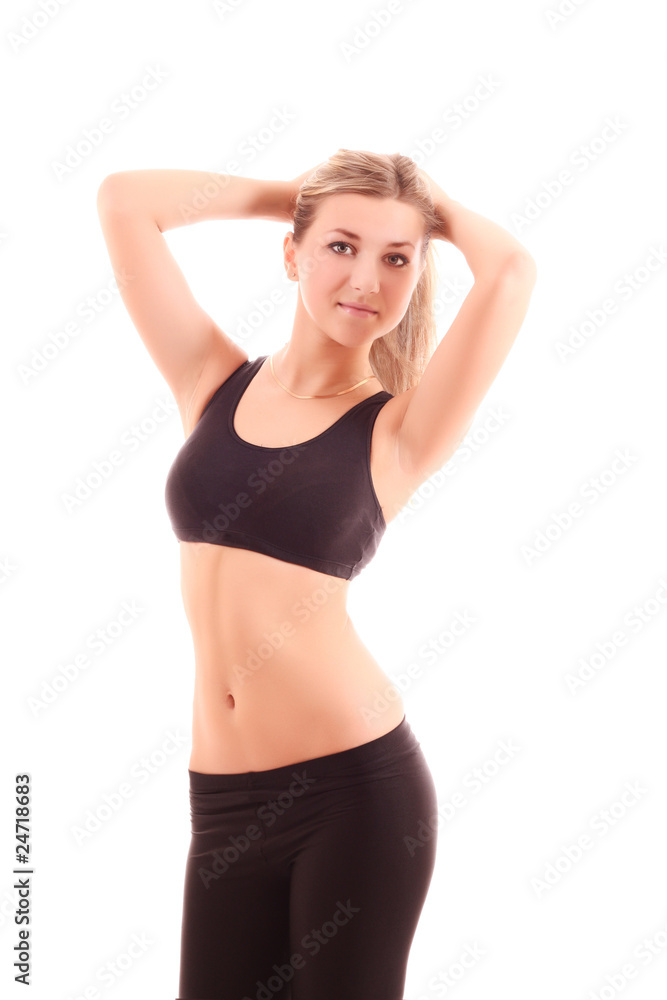 pretty young girl in sport clothe isolated on white pretty young girl in sport clothe isolated on white