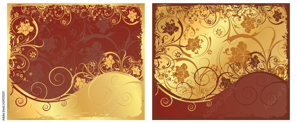 set floral golden background. vector