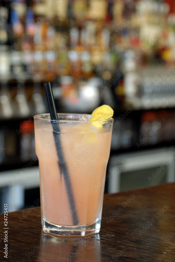 Pink Exo Limonade with grapefruitjuice in a longdrink glass. Pink Exo Limonade with grapefruitjuice in a longdrink glass.
