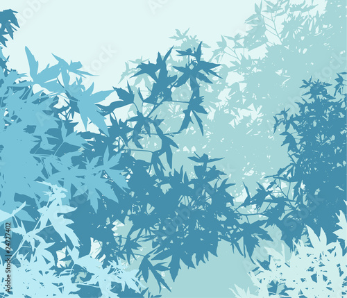 Colorful landscape of foliage in cold mist - Vector illustration