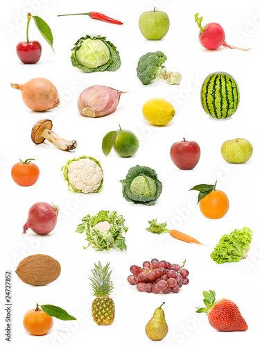 frutas y verduras aisladas