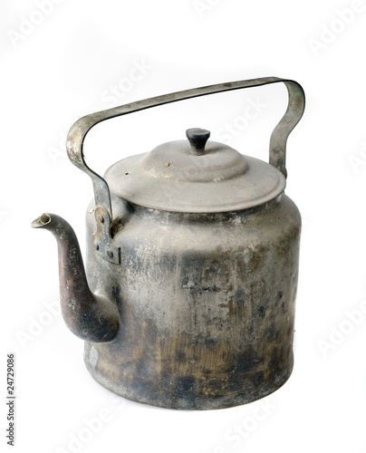 Old kettle over white