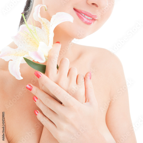 Cute woman with flower