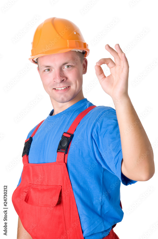 positive builder worker with okay hand gesture positive builder worker with okay hand gesture