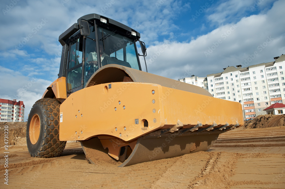 soil vibration compactor at work soil vibration compactor at work