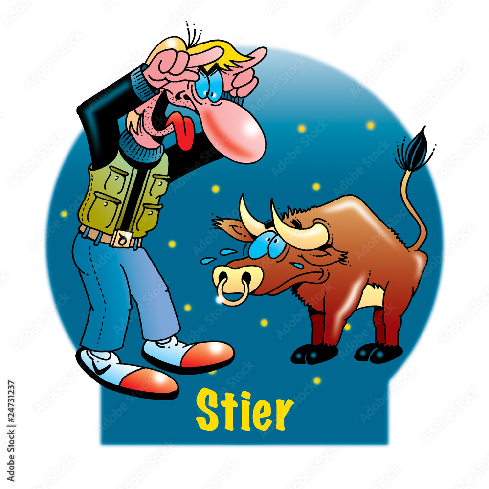 Lustige Sternzeichen Stier StockIllustration Adobe Stock