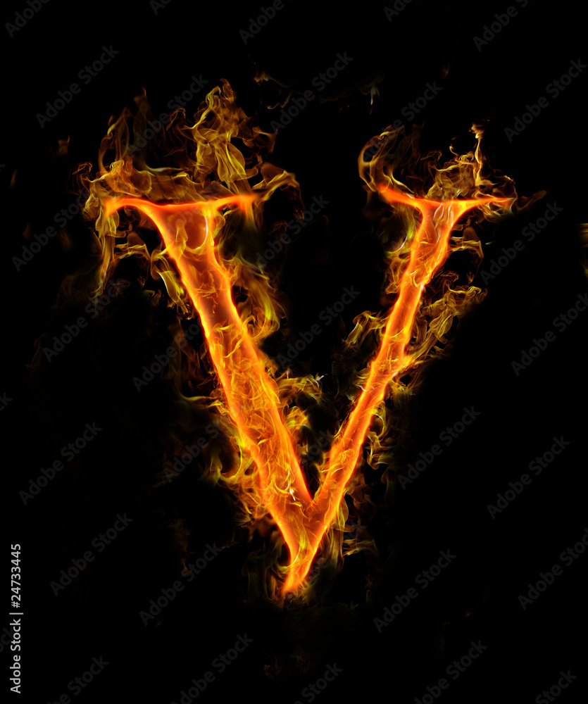 Fire Letter V Stock Illustration | Adobe Stock