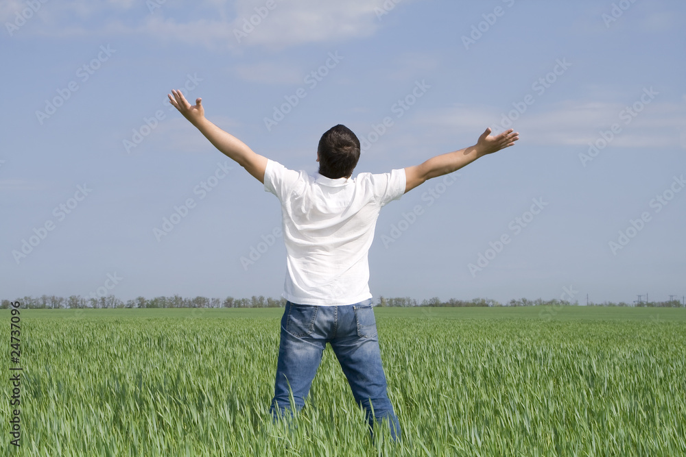man take energy from nature in the meadow man take energy from nature in the meadow