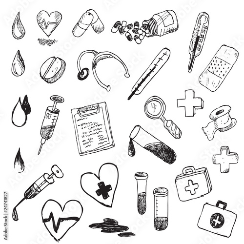 medical hand draw element vector