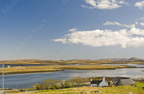 Callanish standing stones visitor centre and Loch Ceann Huabhig