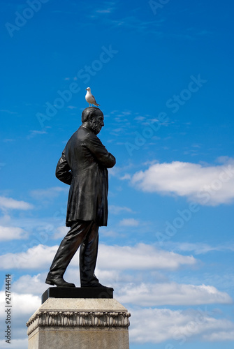 Seagull Perched Atop Statue