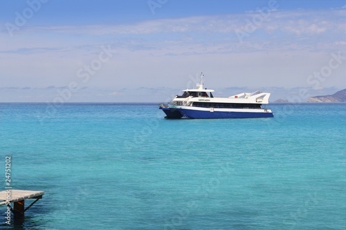Illetas turquoise sea Formentera boat © lunamarina