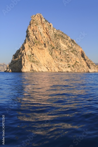 Ifach Penon mountain in Calpe from blue sea