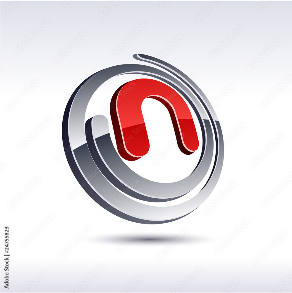 3D n letter icon. 3D n letter icon.