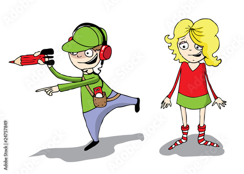 boy and girl illustration