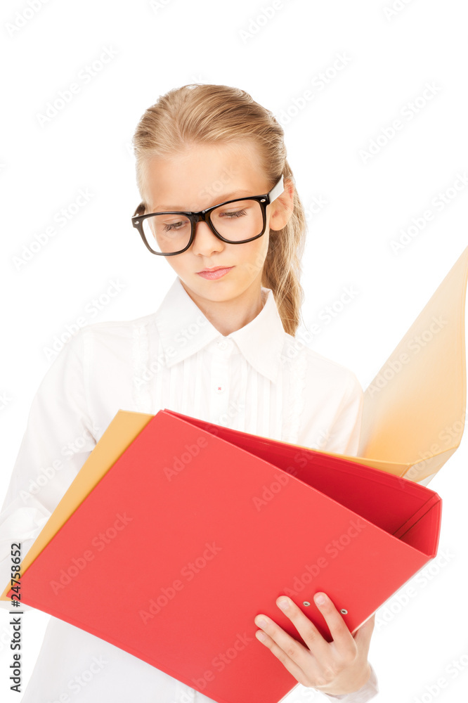 elementary school student with folders elementary school student with folders