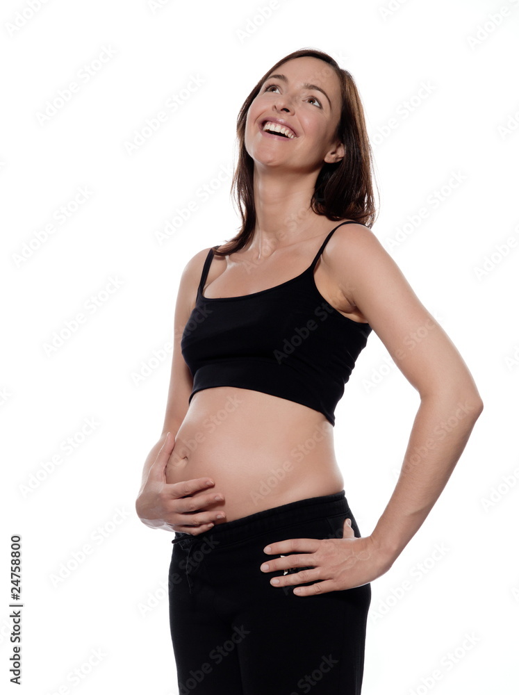 pregnant caucasian woman portrait laugh happy isolated studio pregnant caucasian woman portrait laugh happy isolated studio